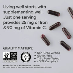 25 MG IRON | 90 MG VITAMIN C / 90 Liquid Veggie Capsules
