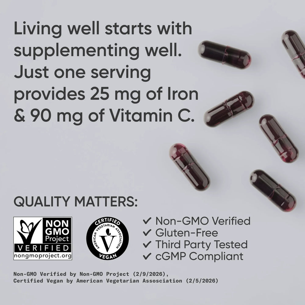 25 MG IRON | 90 MG VITAMIN C  / 90 Liquid Veggie Capsules